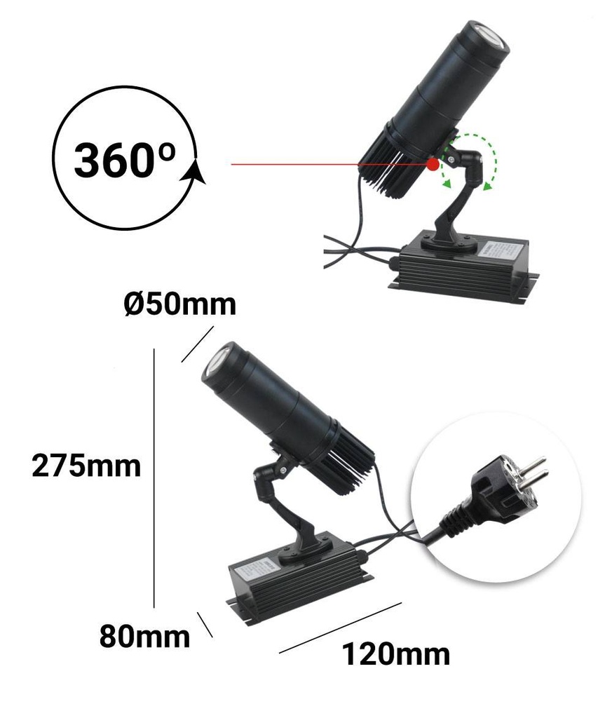 Proyector de logos LED GOBO 10W Interior Fijo