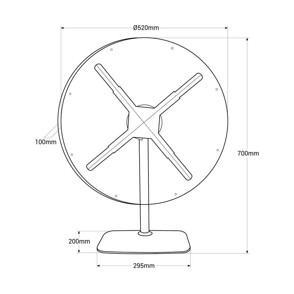 Ventilador holográfico 3D de mesa 120W 24V